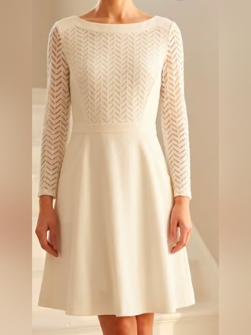 julia jordan Cream Long-Sleeve A-Line Dress